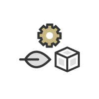 tree leaf, cube and configuration icon